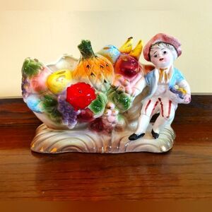 Vintage Fairyland Imported Colorful Ceramic Figurine Planter